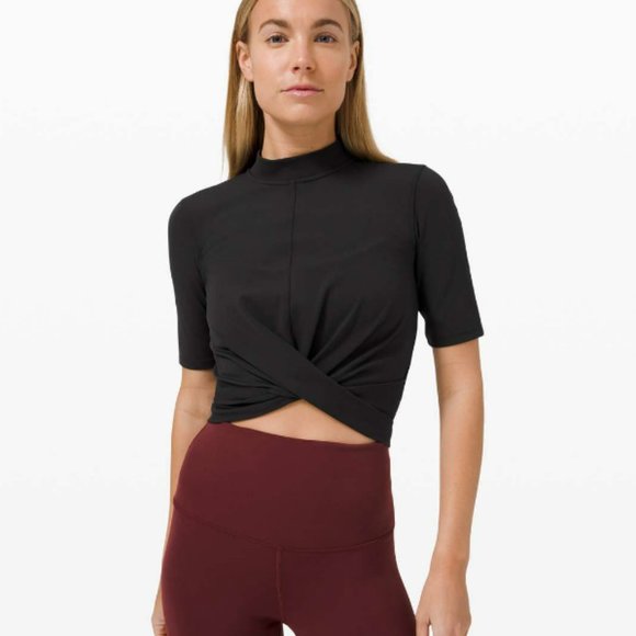 Looking for Lululemon Wrap Front Mock Neck Crop Short Sleeve Size 6 - Picture 1 of 5